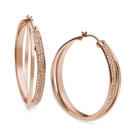 michael kors rose gold crystal earrings|gold hoop earrings michael kors.